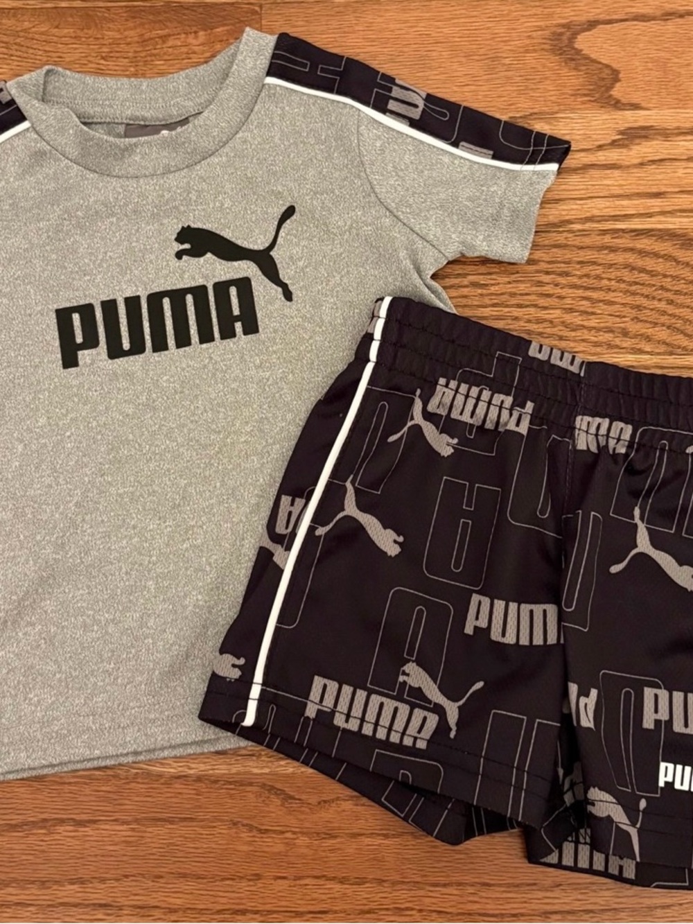 Puma Gray Tee & Black Logo Short Set 3-6 months